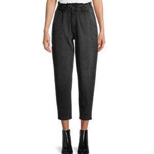 Paperbag XXL elastic high waist mom jeans black